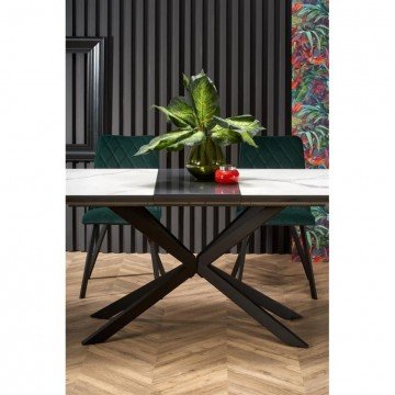 Фото2.Розкладний стіл DIESEL 160 (200) x90 Halmar білий мармур / чорний